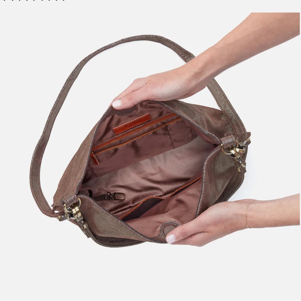 HOBO Chocolate Brown Leather Top-Handle Shoulder Bag - Picture 9 of 13